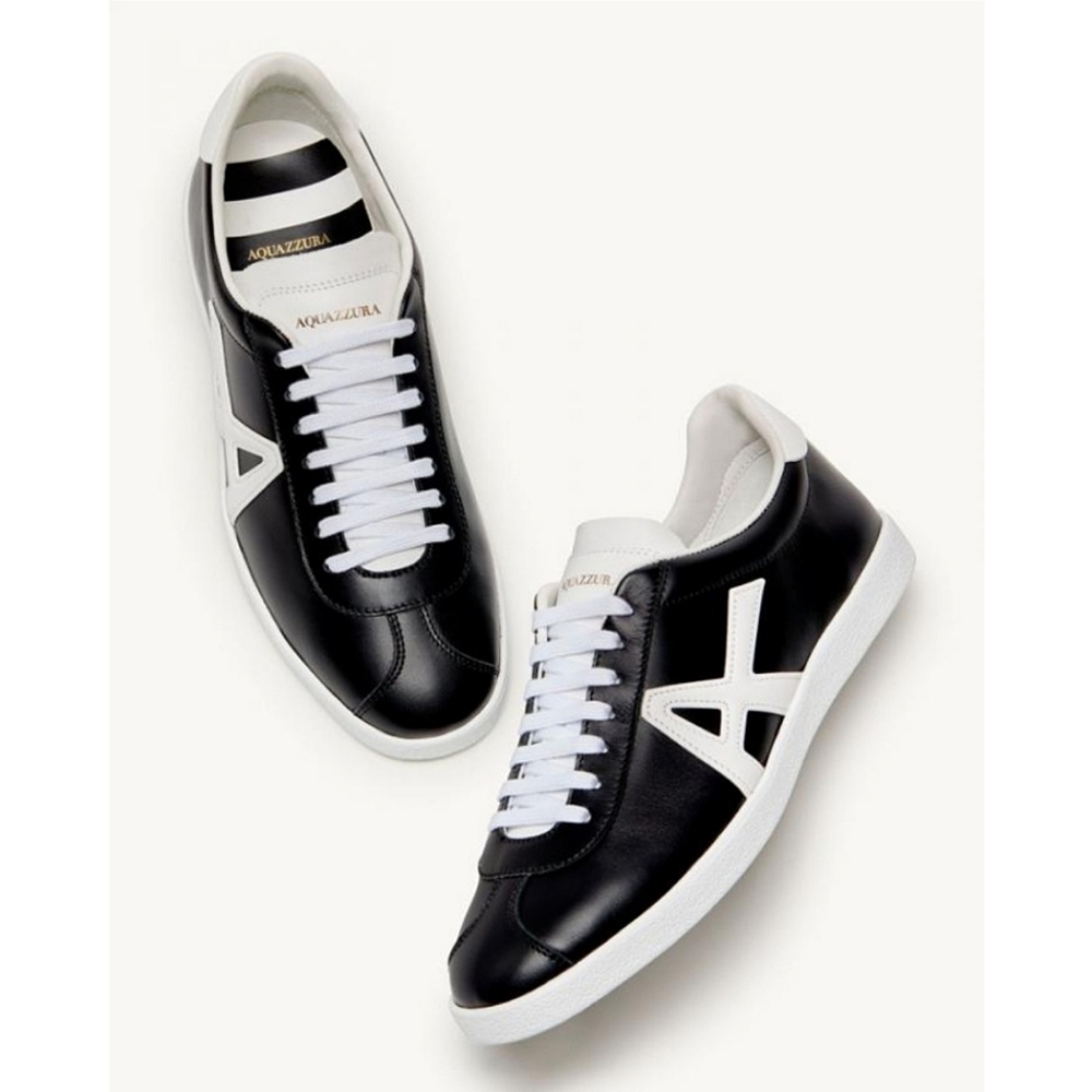 🆕️ Aquazzura The A Sneakers Black White 9.5 Preppy Streetwear Skater Minimalist
